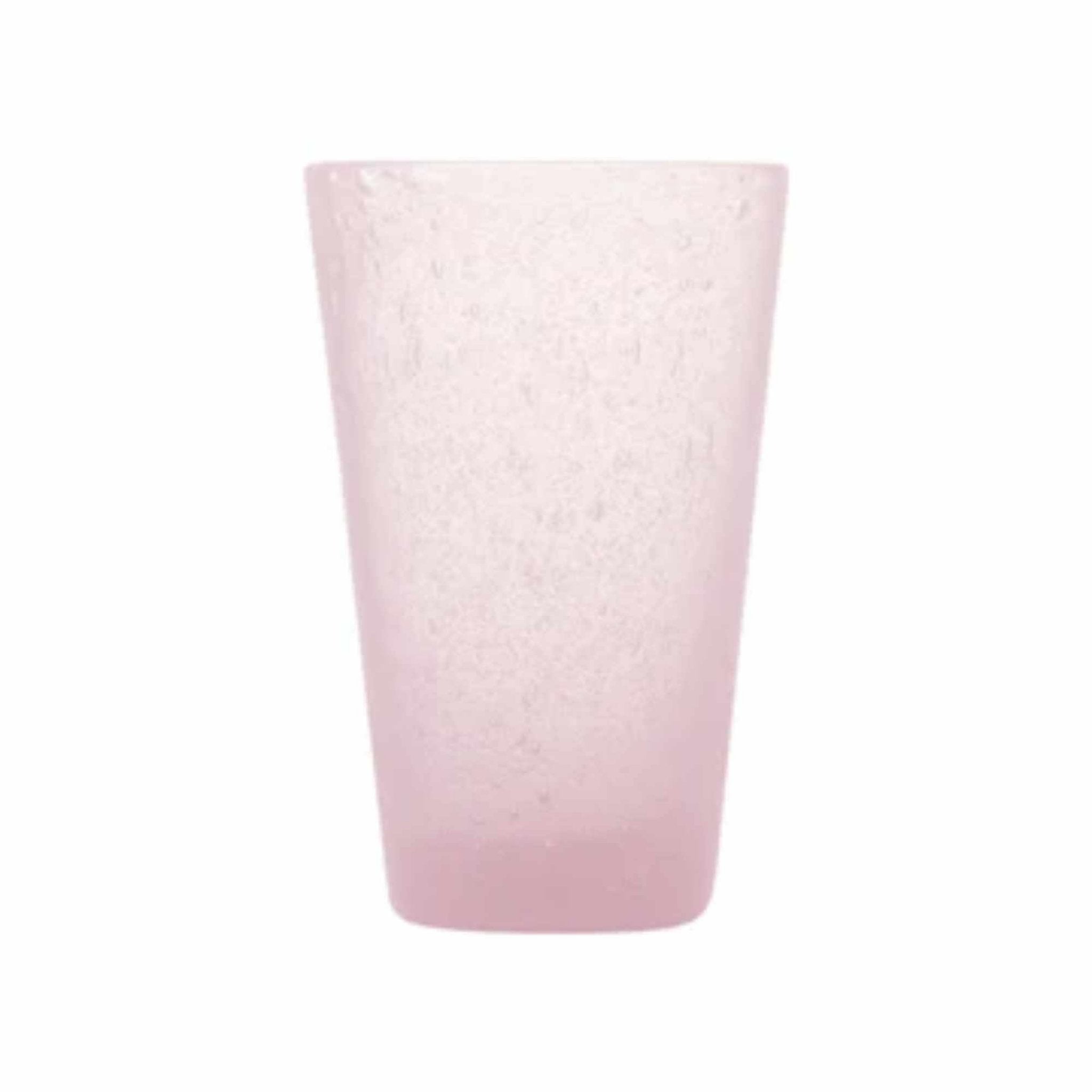 Mundgeblasenes Longdrink-Glas Memento in pink mit Luftbläschen