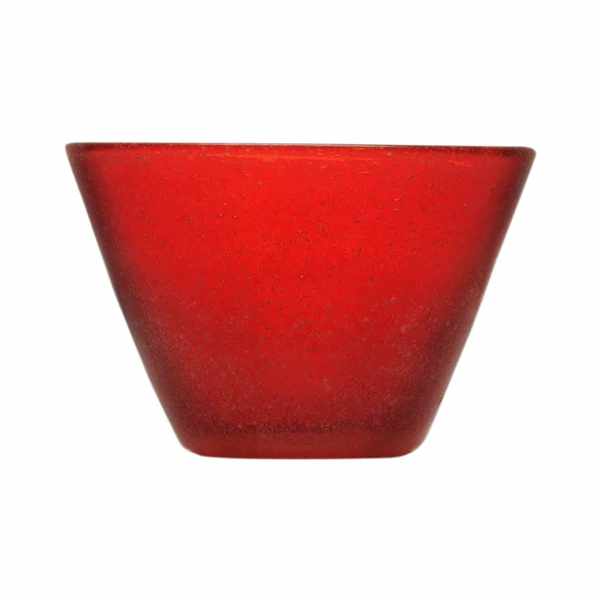 Große Glasschüssel von Memento mit eingeschlossenen Luftbläschen in rot