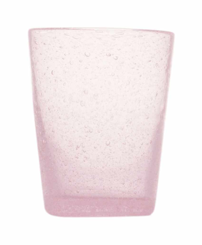 Mundgeblasenes Trinkglas von Memento mit Luftbläschen in pink - ein zarter Rosaton,280 ml