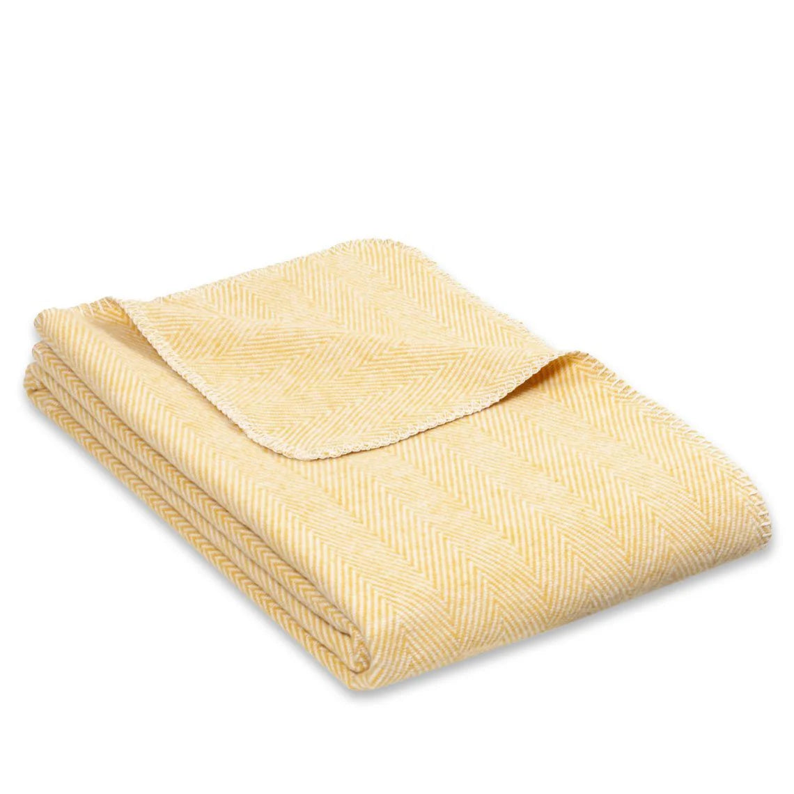 Fischgrät-Wolldecke aus Biobaumwolle gelb