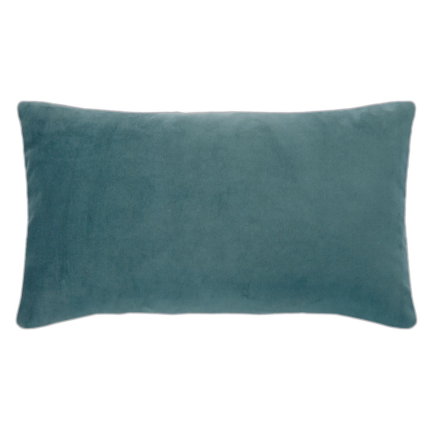 Samtkissen petrol 35 x 60 mit sandfarbenen Keder