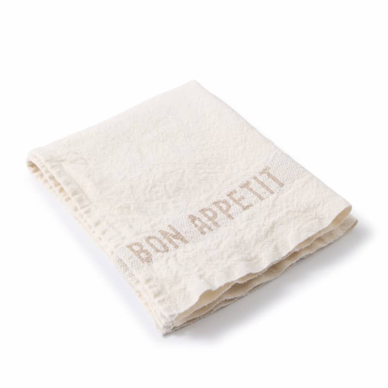 Leinenserviette von Charvet mit eingewebten Schriftzug weiß-ficelle (dunkles Beige)