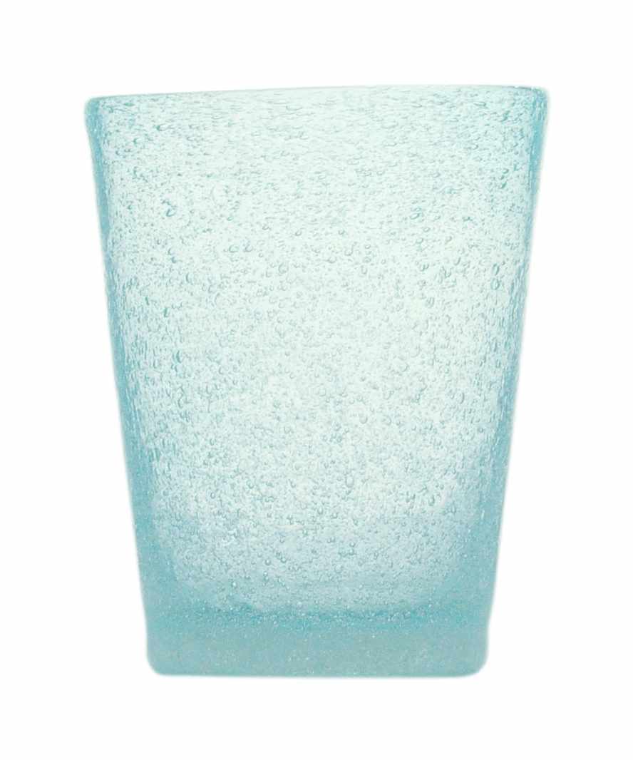 Mundgeblasenes Trinkglas von Memento mit Luftbläschen in lightblue