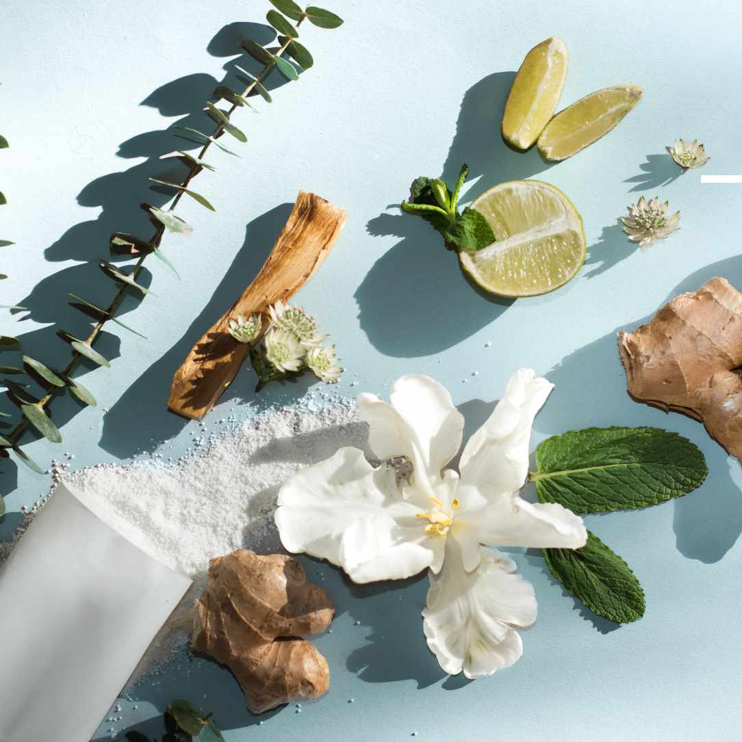 Sachet mit Schaumpulver Duftrichtung Wakeup call mit limetten, Ingwer , Eukalaptus und Minze