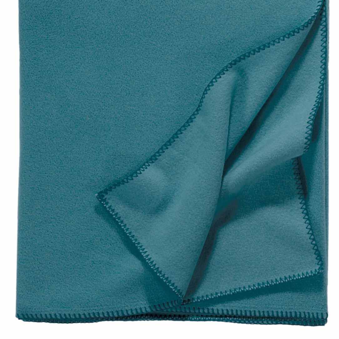 Fleecedecke mit gekettelter Abschlußkante, petrol-farben
