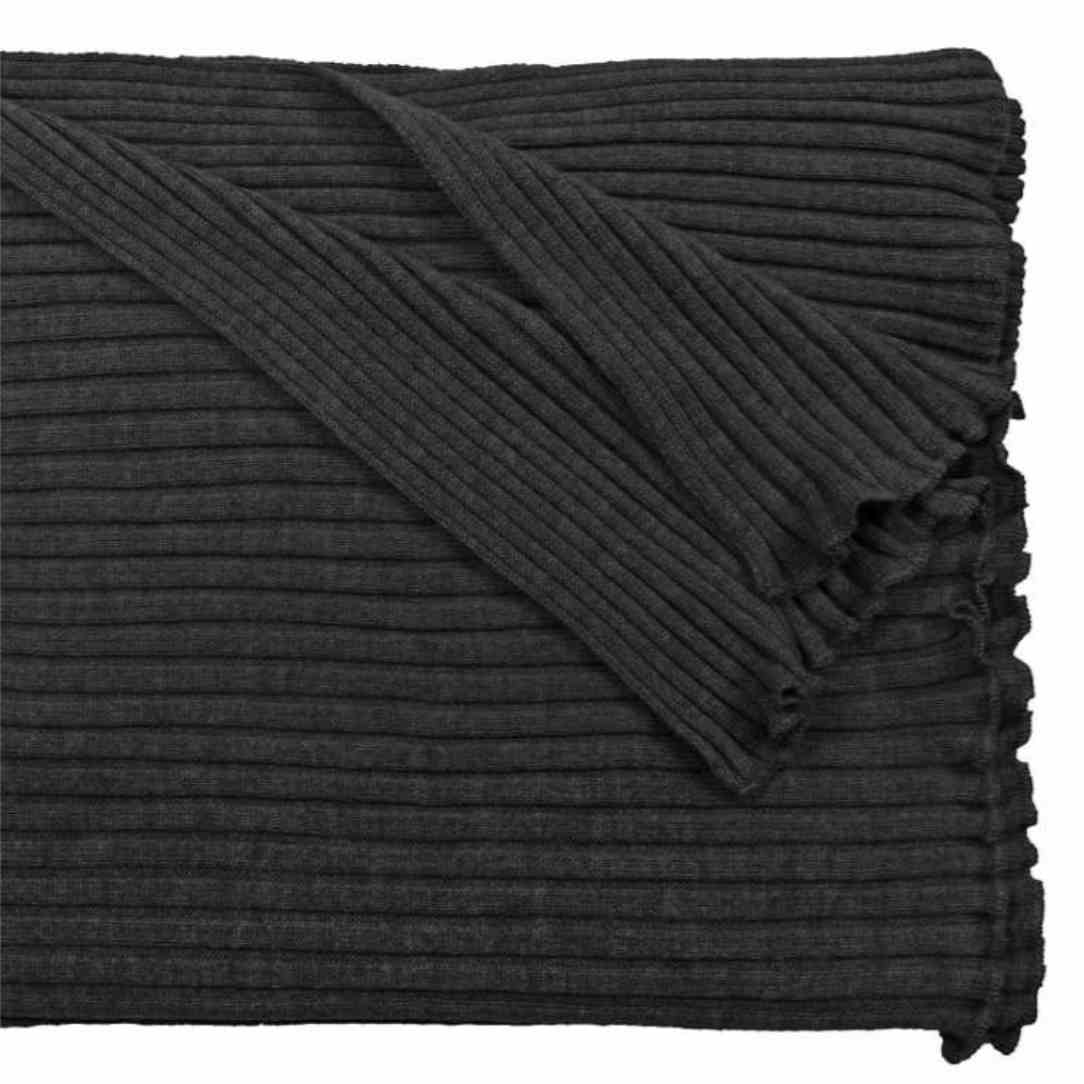 Schal oder Stola aus 100 % Merinowolle in Rippenstruktur von Eagleproducts, anthrazit