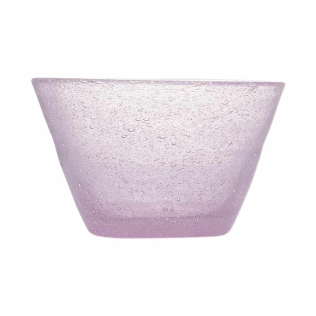 Große Glasschüssel mit eingeschlossenen Luftbläschen in mauve - ein zarter Malventon