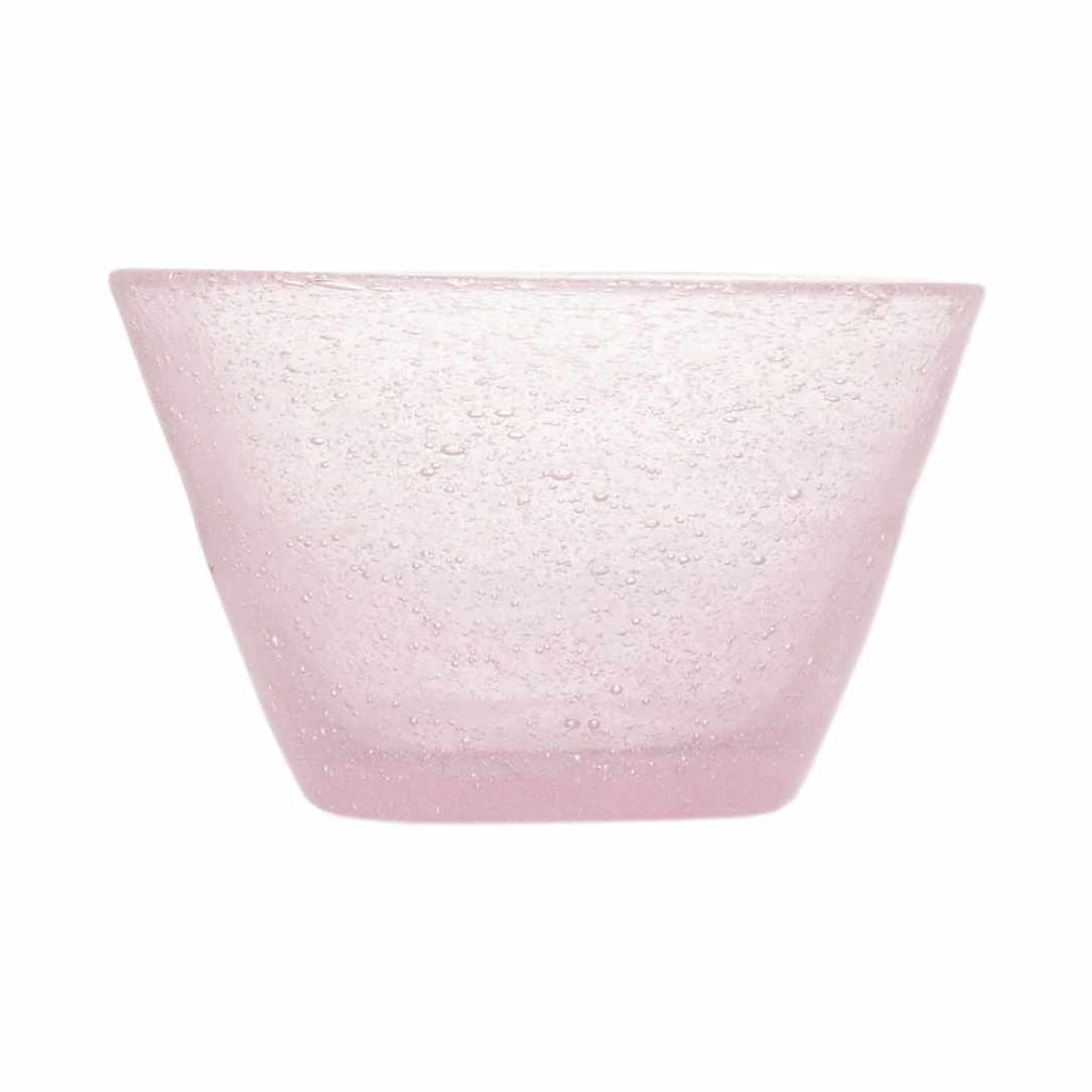 Große Glasschüssel mit eingeschlossenen Luftbläschen in pink - ein zartes rosa