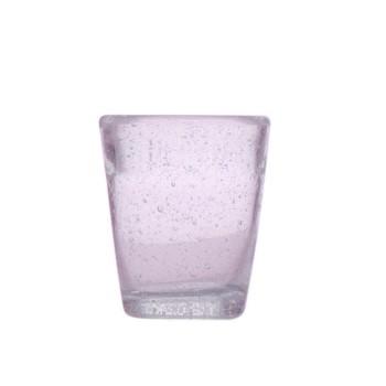 Mundgeblasenes Schnapsglas oder Espressobecher, Memento mit eingeschlossenen Luftbläschen in mauve - fliederfarben