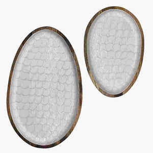 Tabletts aus Mangoholz oval mit Perlmuttmuster
