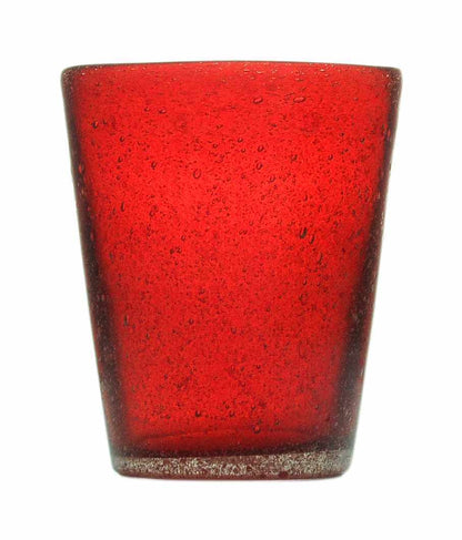 Mundgeblasenes Trinkglas von Memento mit Luftbläschen in rot - ein kräftiges klares Rot, 280 ml