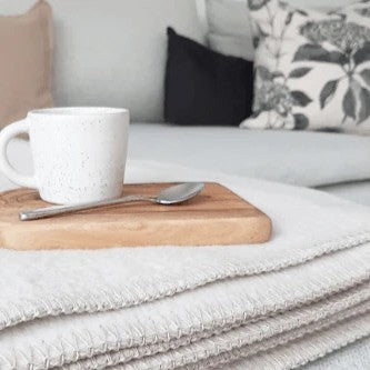 Melierte Wolldecke aus Biobaumwolle sand meliert