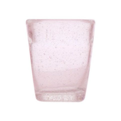 Mundgeblasenes Schnapsglas oder Espressobecher, Memento  mit eingeschlossenen Luftbläschen in rosa