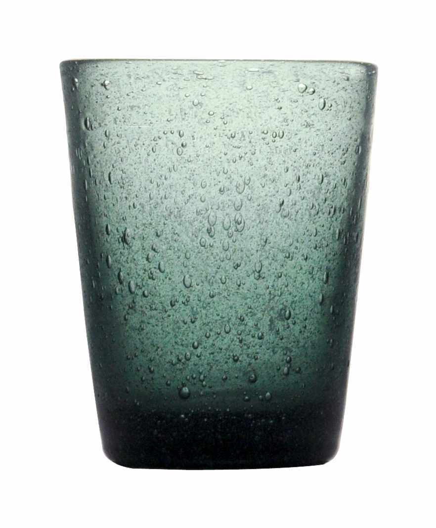 Mundgeblasenes Glas in Avio Blau-Grau-Grün - Memento Trinkglas  280ml