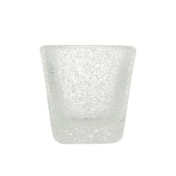 Mundgeblasenes Schnapsglas oder Espressobecher, Memento  mit eingeschlossenen Luftbläschen in white-transparent 